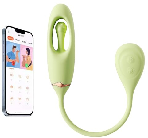 Vibration für Frauen mit APP für Sie JFRong Leise Tragbar Kugel Vibrator Anal G-Punkt Klitoris Stimulator mit 9 Vibrationsmodi & 9 Schlagmodi Vibro ei Erotik Sex Toyset für Woman Paar Solo(Grün)