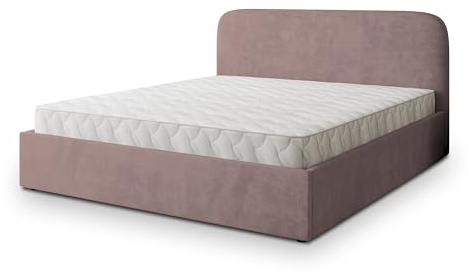 Masseno Polsterbett RENIVE K 200x200 cm, Doppelbett, Bettkasten, Stauraum, Lattenrost Und Kopfteil - Rosa, Kronos 27
