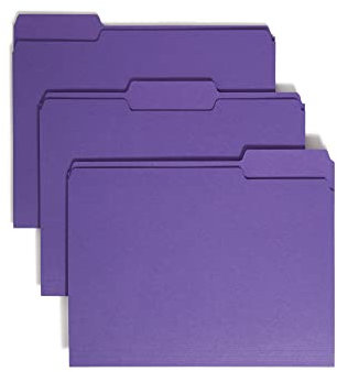 Smead Farbige Aktenordner, 1/3-schneidende Registerkarte, Briefgröße, Violett, 100 Stück pro Box (13043) (1 Stück)