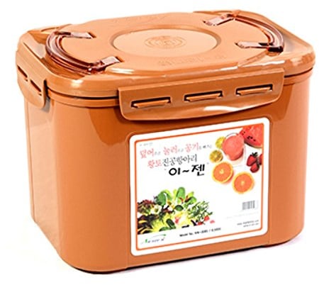 e-jen Recipiente de fermentación probiótico para kimchi, chucrut con tapa de vacío, color marrón gres (8,5 L)