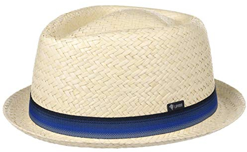 Lipodo Diamond Crown Strohhut Damen/Herren - Porkpie Made in Italy - Strandhut mit Ripsband - Pork Pie Frühjahr/Sommer Natur XL (60-61 cm)