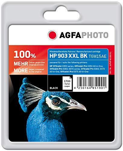 AgfaPhoto Tintenpatrone ersetzt HP HP No. 903 XL Black high Yield, 1700 Seiten, 21.5 ml, schwarz hohe Kapazität (für die Verwendung in HP OfficeJet 6950 Series)