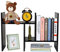 EasyPAG Kleines Schreibtisch Regal Holz Freistehend Bücherregal Verstellbar Schreibtisch Organizer Ständer Bürobedarf Ablage Display Regal,Schwarz