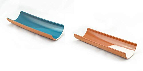 Hostelnovo Juego de 2 tejas para decorar mesa y presentar alimentos - Bandejas decorativas - Cerámica natural - Fabricado en España - 2 Colores: Marrón y Verde Turquesa - Medidas : 30 x 9 cm