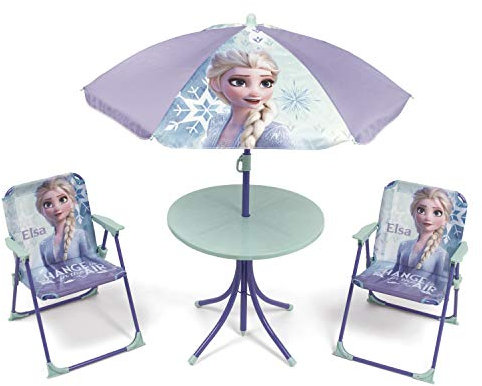 ARDITEX Set de Mesa Infantil, 2 Sillas y Sombrilla Frozen II, Verde Menta y Lila