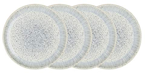 Denby Halo Speckle Coupe Dinner Plate Set, 4-Piece, Light Blue