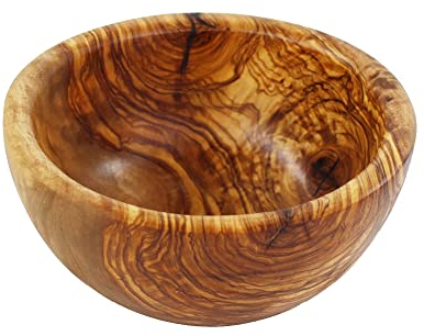 Mitienda Bol en bois d'olivier 14 cm avec découpe en bois - Idéal pour les collations ou les céréales