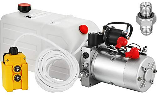 VEVOR Pompe hydraulique 12 V 7 L Pompe hydraulique remorque Simple effet Réservoir plastique Démarrage rapide Débit d'huile rapide Aucune fuite Remorque Élévateur à ciseaux