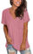 MOLERANI Damen Kurzarm T-Shirts mit V-Ausschnitt Lose lässige Sommer Tops T-Shirts Pink L.