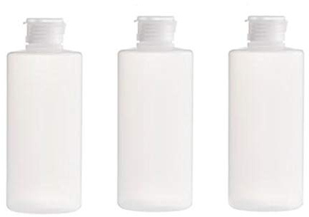 Lot de 3 flacons en plastique transparent de 200 ml avec bouchon à rabat, compressible et rechargeable, pour lotions, liquides, nettoyants faciaux, produits de toilette