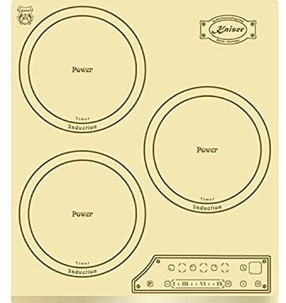 Kaiser KCT 4795 FI ELFAD, noir, plaque de cuisson encastrable, 3 zones de cuisson, 45 cm, commande entièrement tactile, autarcique, facettes, plaque à induction rétro, affichage des fonctions