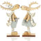 com-four® 2X Dekorativer Aufsteller für Weihnachten - Rentier aus Holz zum Hinstellen - Christmas Aufsteller zum Dekorieren und Verschenken (XL Rentier - blau + Silber)