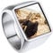 ChainsHouse DIY Personalisierter Fingerring Siegelring mit Bild Text Gravur Damen Herren Quadrat Bandring Fingerring mit Geschenkebox für Freundin Freunden