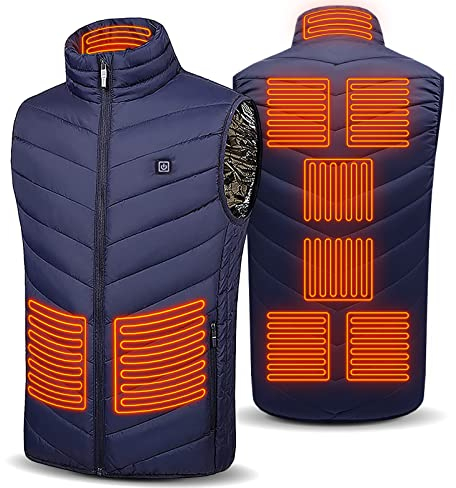Beheizbare Jacke Herren Damen, Beheizte Weste USB, Heizweste Winter Weste Elektrische Warme mit 3 Temperaturstufen, Wärmejacke Leicht Waschbar Kleidung für Outdoor Motorrad Angeln Skifahren (XL)