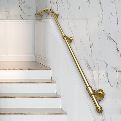 WL-ZZZ Gold Handlauf für Treppen - komplettes Kit 1m 2m 3m 4m 5m 6m Industrial Treppenhaus Geländer Greifer Bar Sicherheit, Wandmontage Schmiedeeisen Handlauf für Innenräume im Freien (Size : 100cm)
