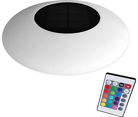 @tec LED Solar Schwimmleuchte ⌀25cm (Teich- / Pool-Beleuchtung), wasserdichte Schwimmdeko-Lampe mit Fernbedienung für Innen und Aussen