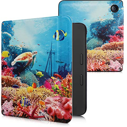 kwmobile Klapphülle kompatibel mit Tolino Vision 6 Hülle - eReader Case - Unterwasserwelt Mehrfarbig