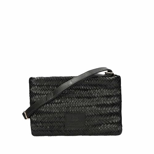 Fred de la Bretoniere Women's FRB0429 Crossbody braded Leather Bag, Black