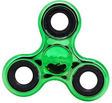 Toyland® Fidget Hand Spinner – Linderung von Stress und Angst (Metallic Green & Black Rings)