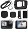 YHTSPORT Custodia in Silicone per GoPro Hero 13 12 11 10 9 Black, Pellicola Protettiva in Vetro Temperato + Copertura Laterale della Batteria + Copriobiettivo + Cordino, Hero 13 12 11 10 9 Accessorio