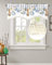 Osterhasen-Volant für Küche, Stangentasche, kurzer Vorhang, Fenstervolant mit Quaste, Frühlingsblau, Blumenvolant für Wohnzimmer, Baumwolle, gestreift, 137 x 45,7 cm