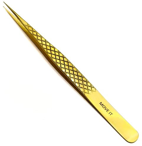 LLBA Move It Classic Pince à épiler professionnelle pour application de faux cils | Multi-formes et usages | Pince à épiler antidérapante pour volume, isolation et cils classiques (doré, Move It