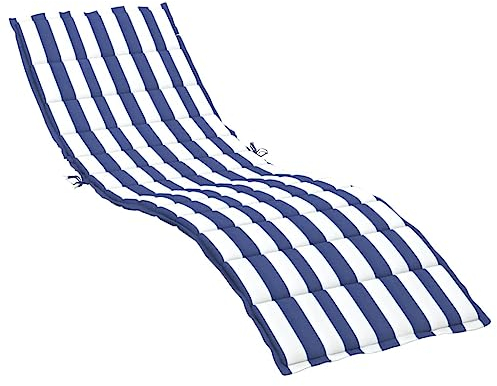 vidaXL Sonnenliegen Auflage, Kissen für Gartenmöbel Terrassenmöbel, Wasserabweisende Liegenauflage, Gartenkissen Sitzauflage, Blau Weiß Gestreift Oxford Gewebe