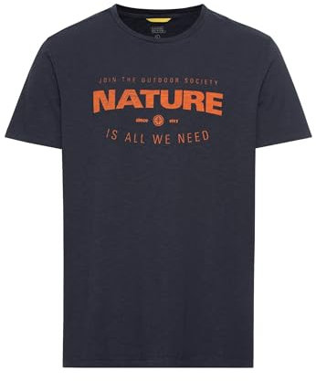 camel active Herren T-Shirt mit Print aus nachhaltigem Organic Cotton Dunkelblau/Orange, Menswear-XL