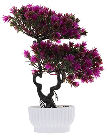 HOMSFOU Künstliche Bonsai-Baum Drinnen Brüsseler Bonsai Gefälschter Bonsai-Baum Eingemachter Kiefernbaumdekor Künstliche Bonsaischalen Plastik Esstisch Büro Eingetopfter Baum