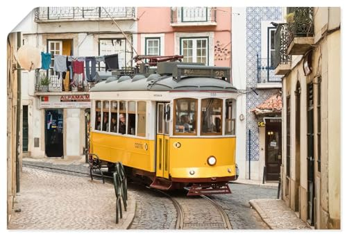 ARTLAND Wanddeko Poster & Kunstdrucke Wandposter 60x40 cm Querformat Historisch Zug Tram Straßenbahn Altstadt Lissabon Portugal U4SR