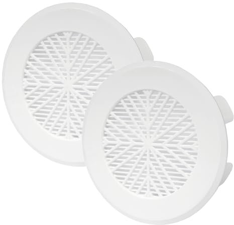 Vent Systems 78 to 98 mm / 3 to 4 Inch - Pack of 2 - White Adjustable Air Vent - Round Flexible-Fit Soffit Vent Cover with Protective Grid - HVAC Vent for Bathroom Home Kitchen - Ceiling Wall Register