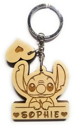Portachiavi personalizzato in legno Stitch con cuoricino- personalizzalo col tuo nome- gadgets per festa a tema Stitch