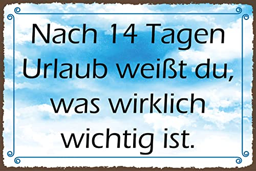 DekoDrom® Holz Schild 20x30 cm Urlaub erholen Arbeit Streß lustig Spruch Tafel Wand Deko Bar Kneipe Cafe Sammler Geschenk