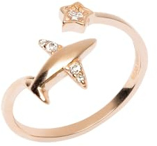 WearTravelers | Anello Aereo Stellina con Zirconi - Argento 925 | Regalo per Donna Viaggiatrice - Anello Regolabile - Idea Regalo Compleanno - Modello Siviglia