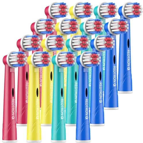 REDTRON-Kinderzahnbürstenköpfe für Oral B, Zahnbürstenköpfe für oral b Tiefen-und Präzisionsreinigung, mehrfarbige elektrische Bürstenköpfe für Kinder (16er-Pack)