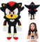 S-onic Tails Kuscheltier, 30cm Plüschfigur, Kinder Plüschpuppen, Cartoon Anime Spielzeug, Knuckles Plüschtier, Gefüllte Plüsch für Mädchen Jungen, Schwarz