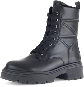 Gabor Damen Combat Boots, Frauen Stiefeletten,Best Fitting,Warmfutter,Bootee,Booties,halbstiefel,Kurzstiefel,schwarz,43 EU / 9 UK