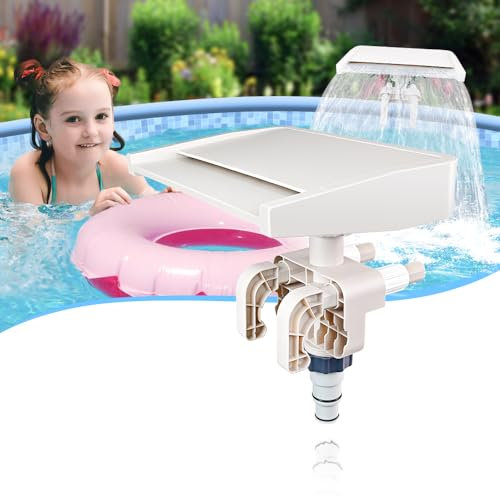 Fontaine de piscine de 33,8 cm pour piscines hors sol, fontaine d'extérieur avec de mauvaises choses fraîches, fontaine de retour de piscine, pauvre hacker, en blanc crème.