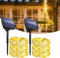 2 Pezzi Luci Solari Esterno, 12M+2M 120LED Catena Luminosa Esterno Solare, 8 Modalità, IP65 Impermeabile Filo di Rame, Decorazione per Giardino, Cortile, Patio, Albero, Natale(Bianco Caldo)
