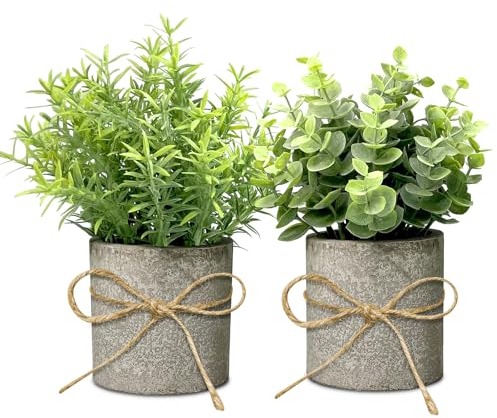 TFCIOD 2 Piezas Plantas Artificiales Decorativas, Planta Artificial Pequeña, Mini Ecologización Macetas Artificiales Decorativas, Fake Plants para Cocina, Salón,Oficina Mesa, Decoracion (002)