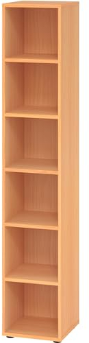 bümö Regal Buche, Standregal aus Holz für 6 Ordnerhöhen - Bücherregal groß 40 cm schmal, Aktenregal für Ordner & Bücher, großes Büroregal, Holzregal, Ordnerregal, Buchregal