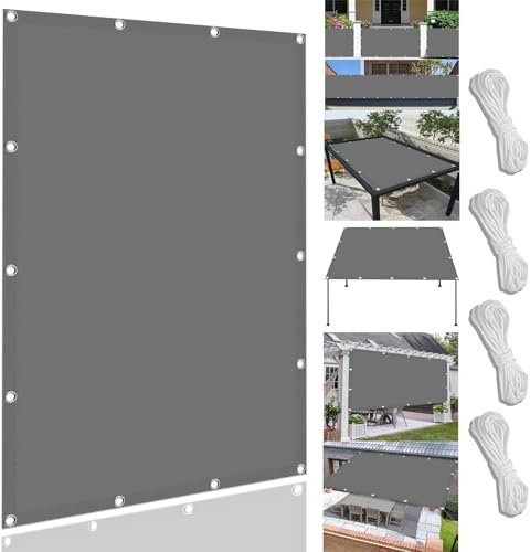 Filet d'ombrage Bache pour Pergola 210 x 400 cm Protection Solaire, Résistant à La Pluie, Anti UV Voiles d'ombrage Tissu Oxford pour Terrasse Jardin Extérieur, Gris Clair