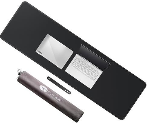 CENNBIE Schreibtischunterlage Leder, 130 x 40 cm Mauspad xxl, Erweitertes schreibtischunterlage filz, Wasserdichte Tischunterlage für Schreibtische, Büros und zu Hause (Schwarz)