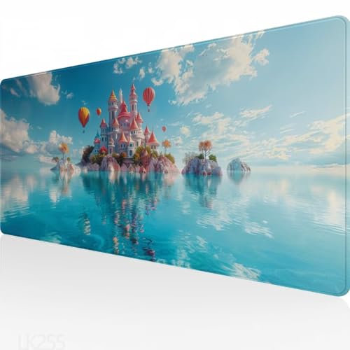 Grand Tapis de Souris XXL 1200x600x3mm, Bleu Tapis Souris lac Tapis de Souris Gamer, Bords Cousus, Ase en Antidérapante, sous Main Bureau pour Clavier et Souris, for Gamer Gaming Accessoire Y5-255