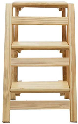GXXINGIN Wooden stool Step Stool 3 Step Stool Home Wooden Folding Ladder Chair Stair Chair Portable Light Garden Tool Ladder/3 Steps
