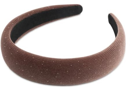 SXQLYH Serre-tête rembourré en velours pour femme - Bandeau en velours doux et brillant - Bandeau rembourré confortable pour femmes et filles (marron)