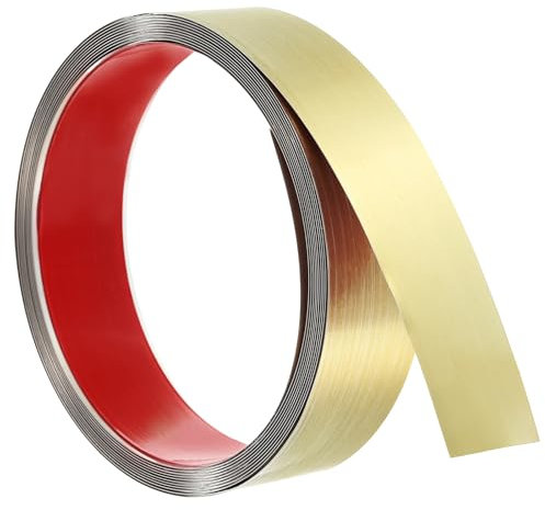 QUARKZMAN Baguette de Finition Murale, 16,4 Pieds x 1,57 Pouces en Acier Inoxydable, Bande de Finition Auto-Adhésive en Métal Brossé Métallisé pour Décoration DIY à la Maison, Couleur Or