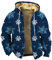 Felpa Uomo Zip Calda per Natale - Vintage Pile Trekking Pullover Top con Stampa Natalizia - Moto Gilet con Zip - Completo Babbo Natale