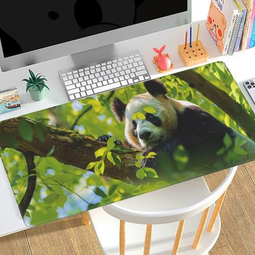 Tapis de Souris XXL 1600x800x3mm Tapis de Souris Animal Panda géant，Grand Tapis de Souris Gamer，Tapis Bureau Antidérapant Étanche，sous-Main Bureau Large en Tissu，Maison Bureau Décor Cadeau Femme E79