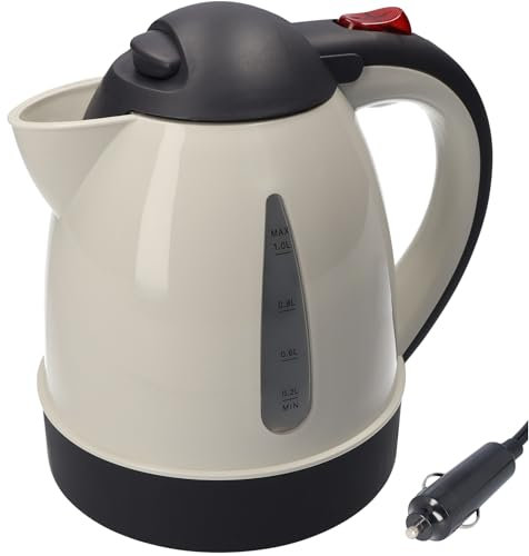 24V Wasserkocher 250W 1 Liter Reisekocher Teekocher Camping Fahrerhaus LKW TRUCK (Weiß 24V)